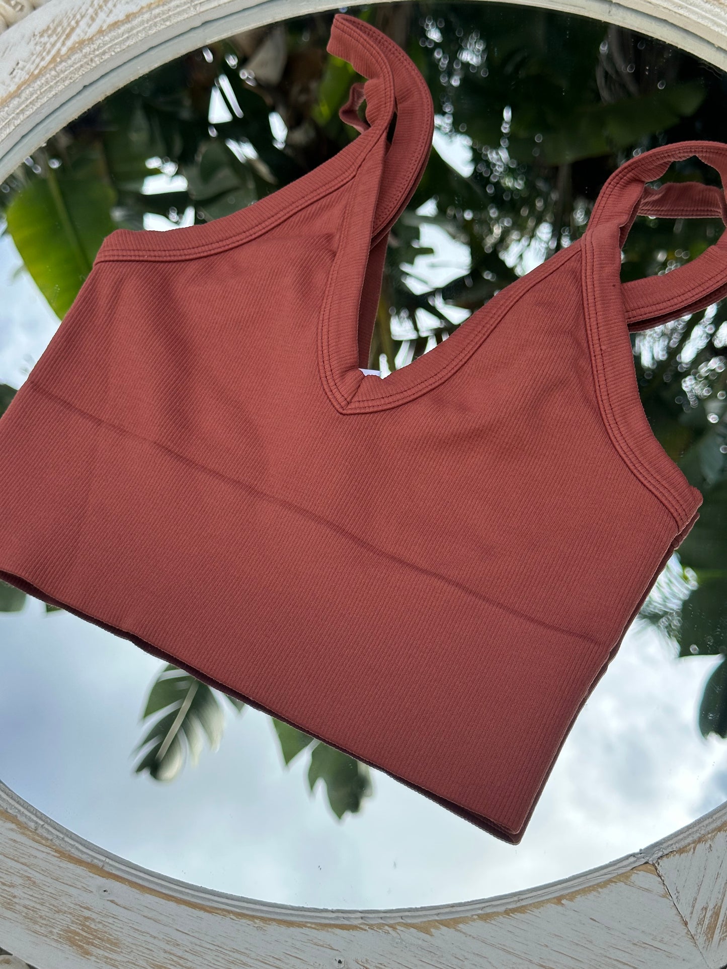 Sandy Shores Ribbed V-Neck Crop Top