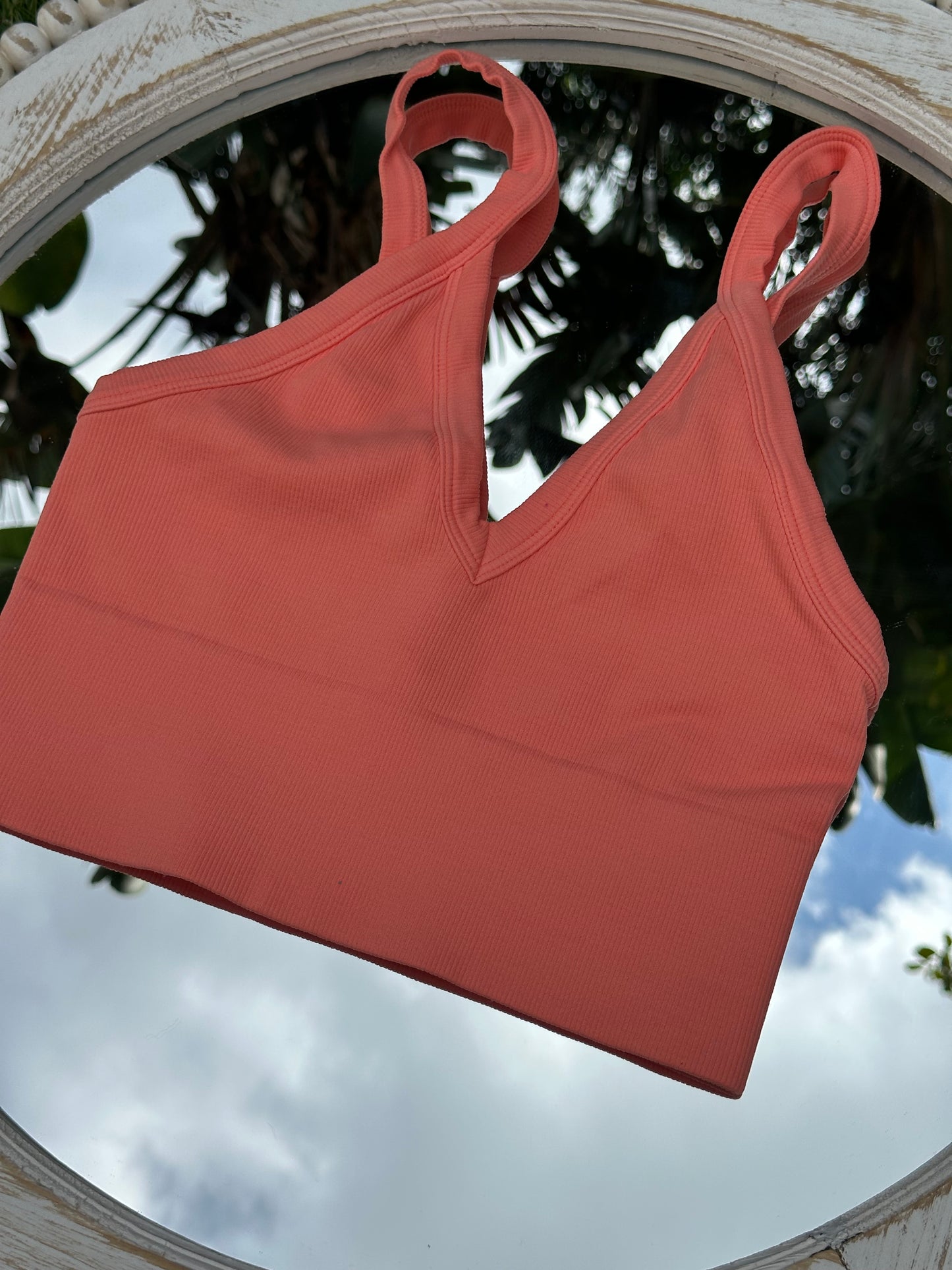 Sandy Shores Ribbed V-Neck Crop Top