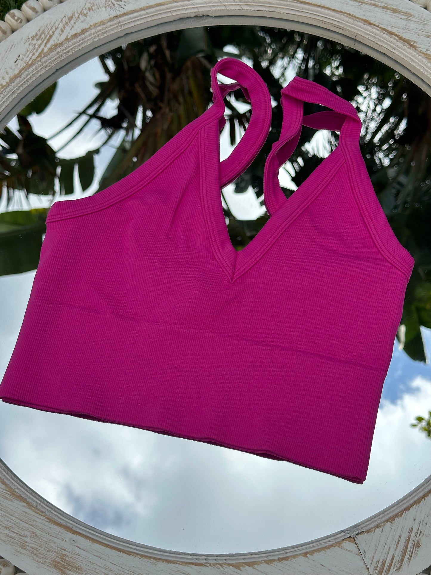 Sandy Shores Ribbed V-Neck Crop Top