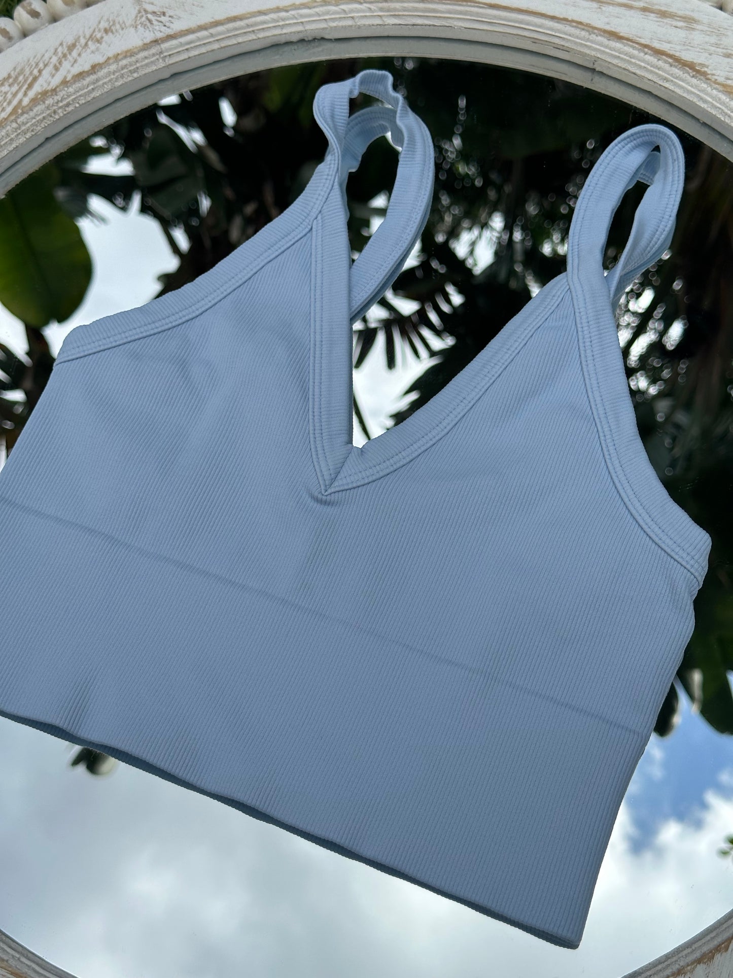 Sandy Shores Ribbed V-Neck Crop Top