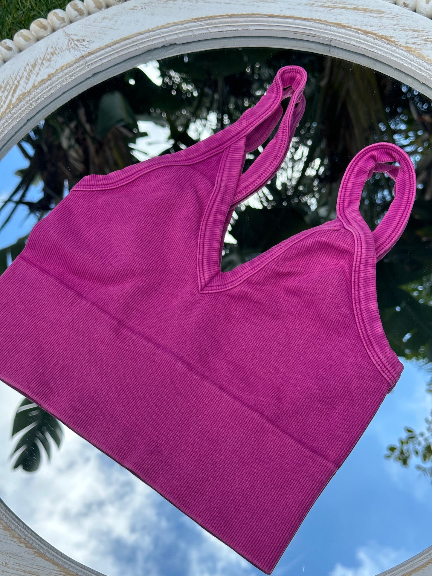 Vintage Sandy Shores Ribbed V-Neck Crop Top