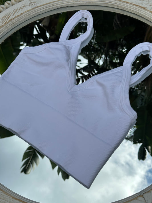 Sandy Shores Ribbed V-Neck Crop Top