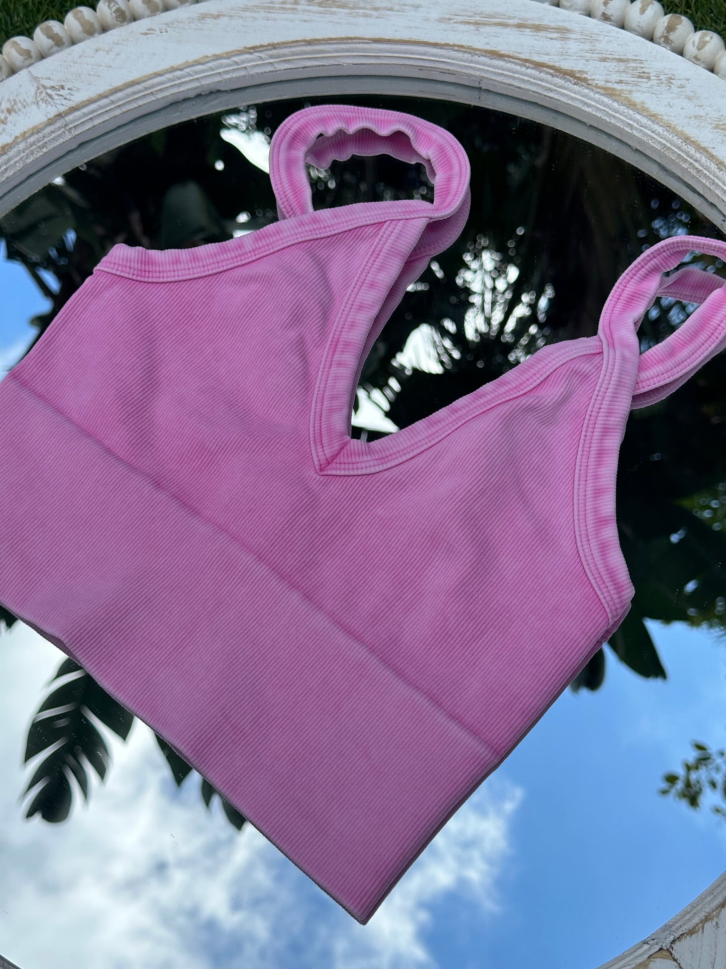 Vintage Sandy Shores Ribbed V-Neck Crop Top