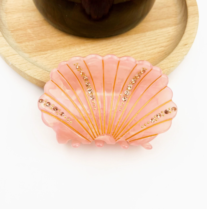 Crystal Shell Pink Claw Clip